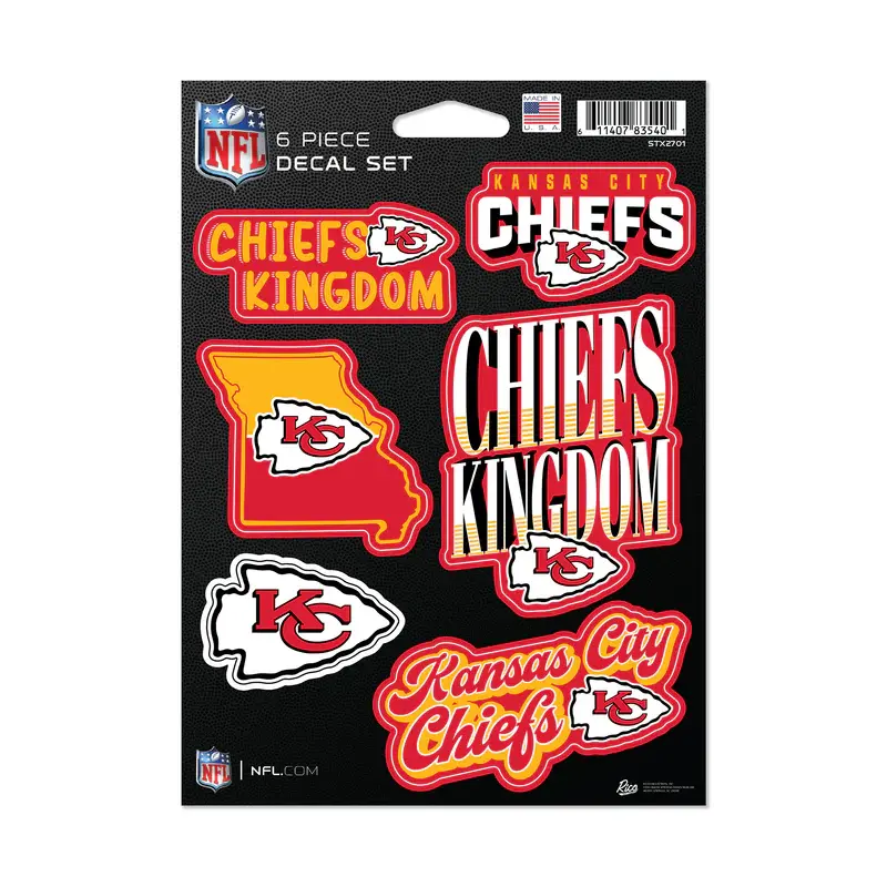KANSAS CITY CHIEFS 6-PIECE DECAL SET