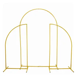 Metal Arch Backdrop Stand, Set of 3 Wedding Arched Frame  Stable Arched Background Stand for Wedding, Baby Shower, Birthday Party, Photography, Gold