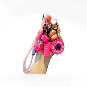 Fitness Keychain Set MSilicone Dumbbell Kettlebell Weight Plate Keychains Cute Gym Accessories for Men Women High Quality Fashion Jewelry Gift