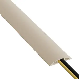 6ft Floor Cord Cover,  Protector,  Extension Cords, Protect Cords,   Trips, Heavy Duty Cord Hider -  Cavity = 0.63" (W) x 0.31" (H) - Beige