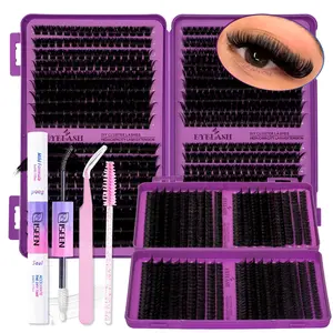 Natural Dense Eyelash Cluster Kit 30-60D/50-100D/80-150D, Soft Long-Lasting Lashes, D Curl DIY Eyelash Extension Set, Eyelash Glue