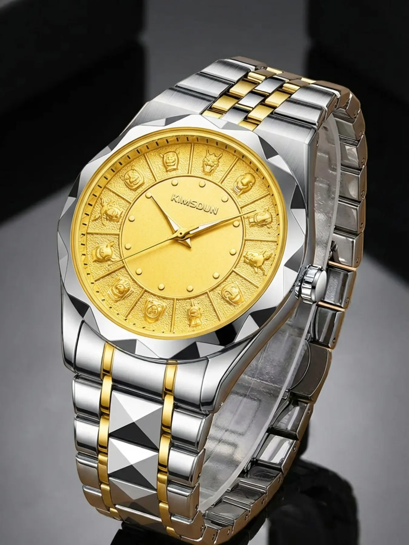 Men's Fashion New Trend Steel Band Zodiac Business Casual Quartz Watch, Dial, Elegant Vintage Business Men's Watch
