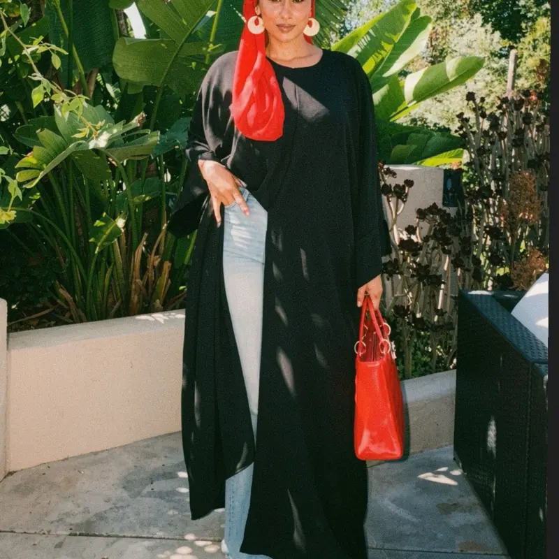 Black Slit Front Maxi Abaya