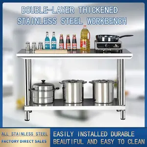 Stainless steel work bench, 32x 20 "commercial kitchen preparation and work bench, with storage rack, suitable for home kitchen, dining room, garage, warehouse, hotel, silver. Outdoor, indoor, easy to install