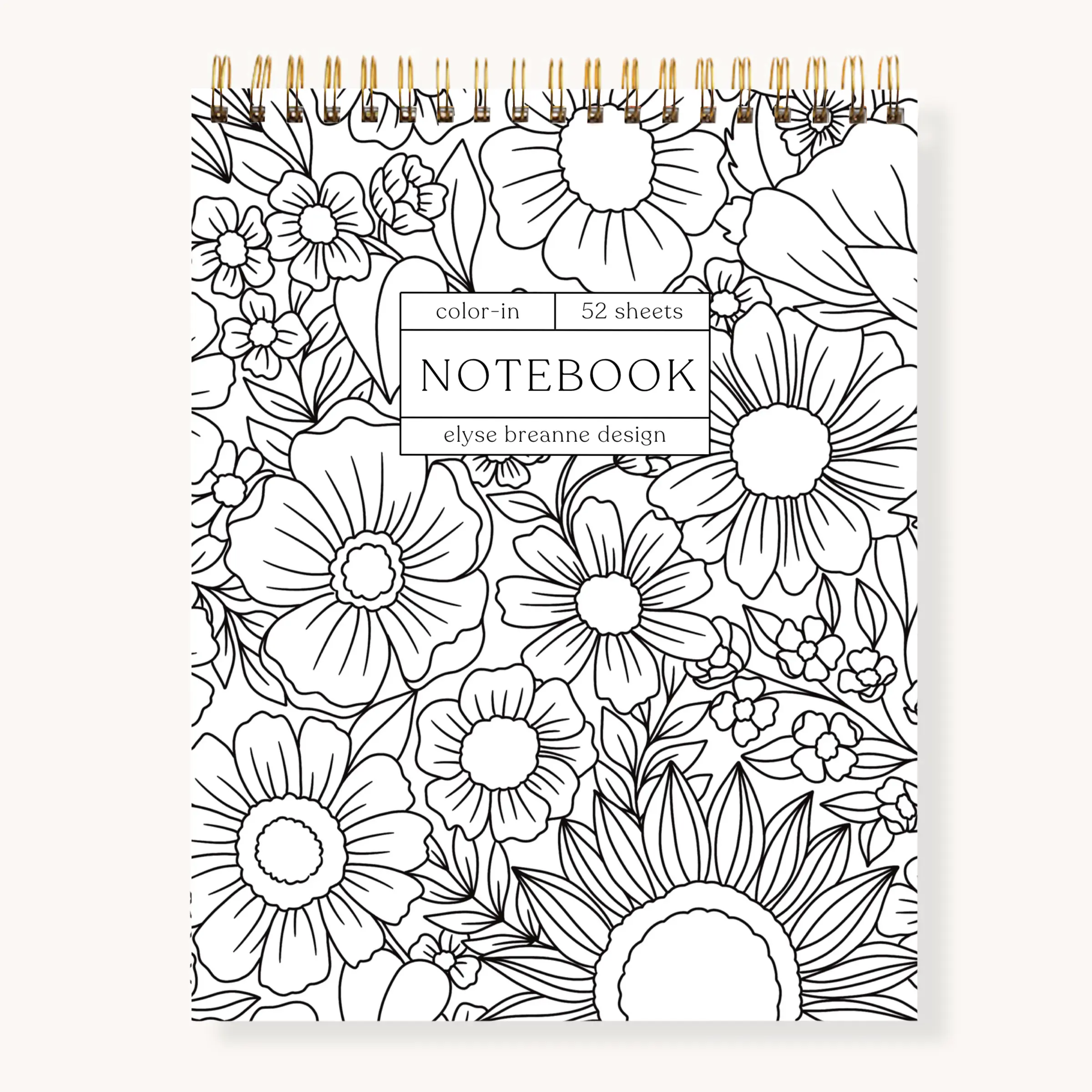 Color-In Notebook | 52 Sheets | Top-Bound Spiral | Flip Over Notepad | Coloring Page Border | College Ruled
