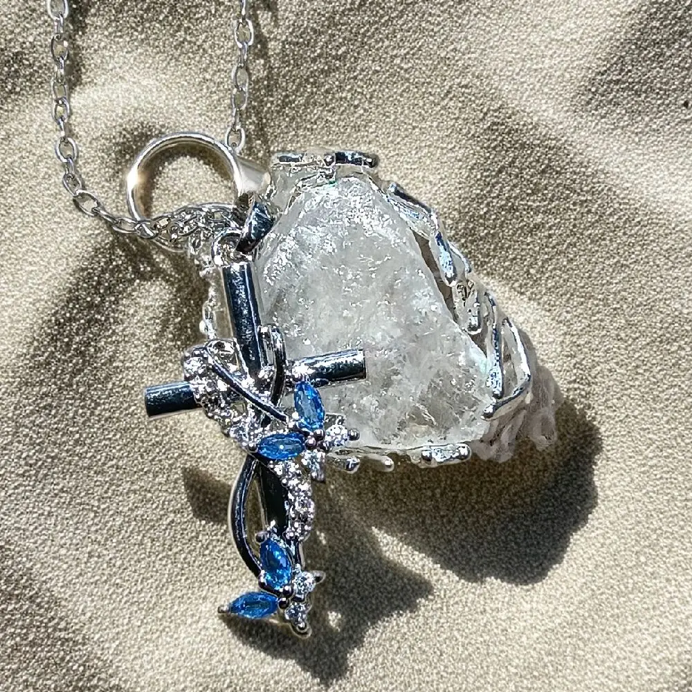 Celestite Crystal Heaven Stone Necklace, Cross Charm Pendant Jewelry