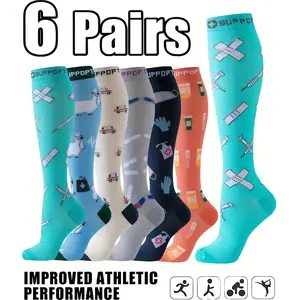 6 Pairs of CompressionSocks fo Women and Men Sports Socks Breathable Sweat-Absorbent Comfortable Nylon Blend Fabric Ideal for Basketball Football Running Hiking and Outdoor ActivitiesThigh High Socks thigh highsocks socks for women compression socks women