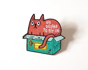 No Desire to Fit In Cat Iron-On Patch | Unique Embroidered Patch | 3 x 2.75 inches Embroidered Patches
