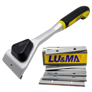 Heavy Duty Paint Scraper Tool Kit - Professional Grade Scraper with Non-Slip Ergonomic Handle & 10pcs Double-Edged Reversible Carbide Blades (2.38-Inch/60mm) for Glue, Putty, Coating Removal, Universal Replacement