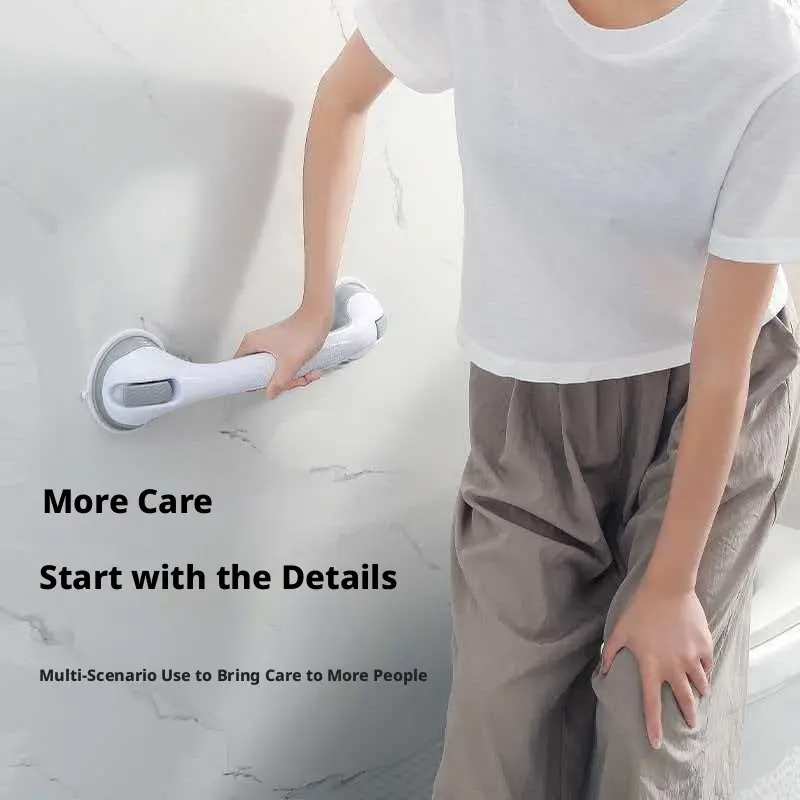 No-Drill Bathroom Grab Bar, Strong Suction Non-Slip Handle, Elderly Safety Support, Adjustable Height Vacuum Cup, Easy Installation, Home Stick