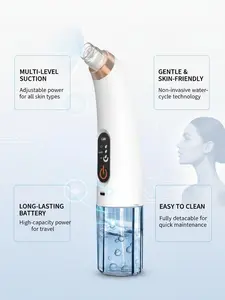 Professional Hydra Facial Device, Bubble Deep Cleansing Blackhead Remover for Pore Care, Removes Impurities, Hydrates Skin & Refines Texture, Adjustable Suction Levels, USB Rechargeable Portable Skincare Tool