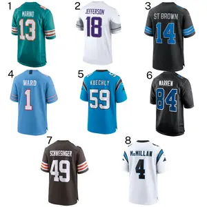 Men's Retro American Football Jersey Breathable Sportswear Mesh Tee