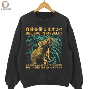 Believe In Myself Rat Shirt, Vintage Japanese Mouse Graphic Tee, Tokyo Weird Streetwear Gifts Unisex Shirt, Hoodie, Sweatshirt