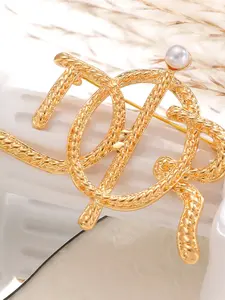 Elegant Letter Brooch Pin, Fashionable Knotted Design, Luxurious Vintage Style, Perfect for Holidays & Daily Wear