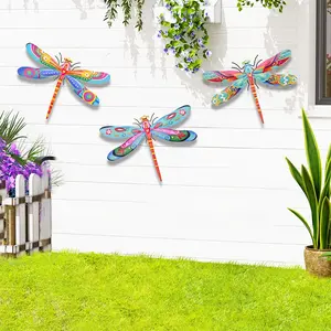3pcs/set Metal Dragonfly Wall Decor, Vivid Color Wall Art for Living Room, Garden, Patio, Ideal Gift for Indoor & Outdoor Decoration, Artwork Decor