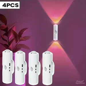 USB Rechargeable Smart LED Night Light with Motion Sensor RGB Gradient Dimmable Wall Lamp Magnetic Step Lamp for Bedroom Living Room Hallway Wireless Ambient Lighting