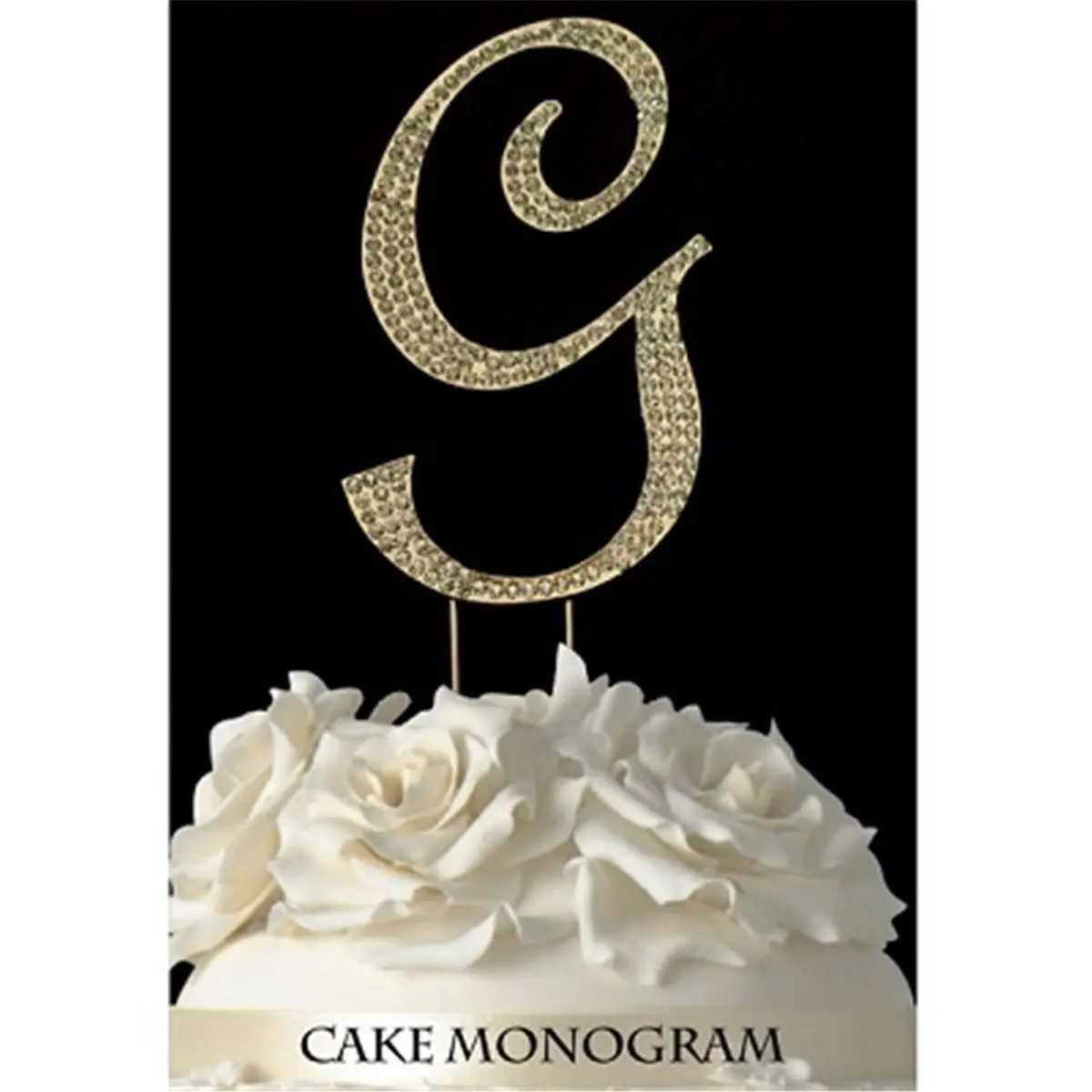 212 MAIN Gold Rhinestone Monogrammed Letter G Wedding Cake Topper - 4.5 in Sparkly Stick, Decorative Home Supplies for Weddings, Anniversaries, Birthdays