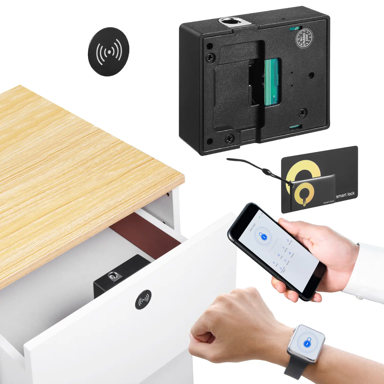【Summerfinds】VEVOR Electronic Cabinet Lock,4-in-1Smart Cabinet Lock with 3*AAA AccumulatorEasy-to-install Hidden Cabinet Lock with APP Smart ManagementFits for Various Wooden Cabinets