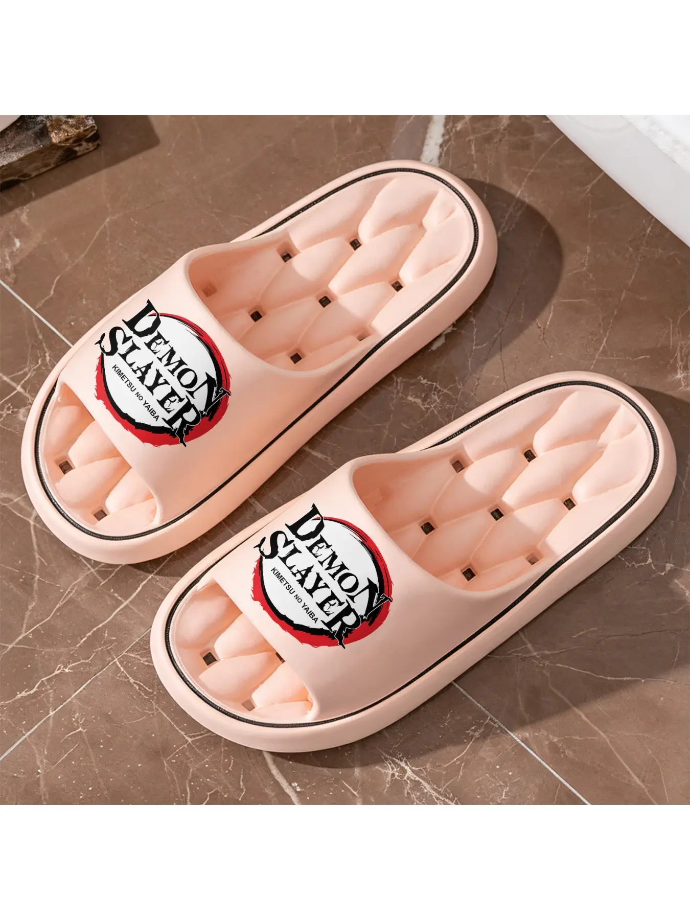 Demon Slayer Kimetsu No Yaiba Hollow Out Slippers, Sliders Shoes, Anime Themed Non Slip Soft Sole Slides, Lightweight Breathable Open Toe House Shoes For Men Women, Suitable For Indoor Bedroom Living Room Outdoor Footwear
