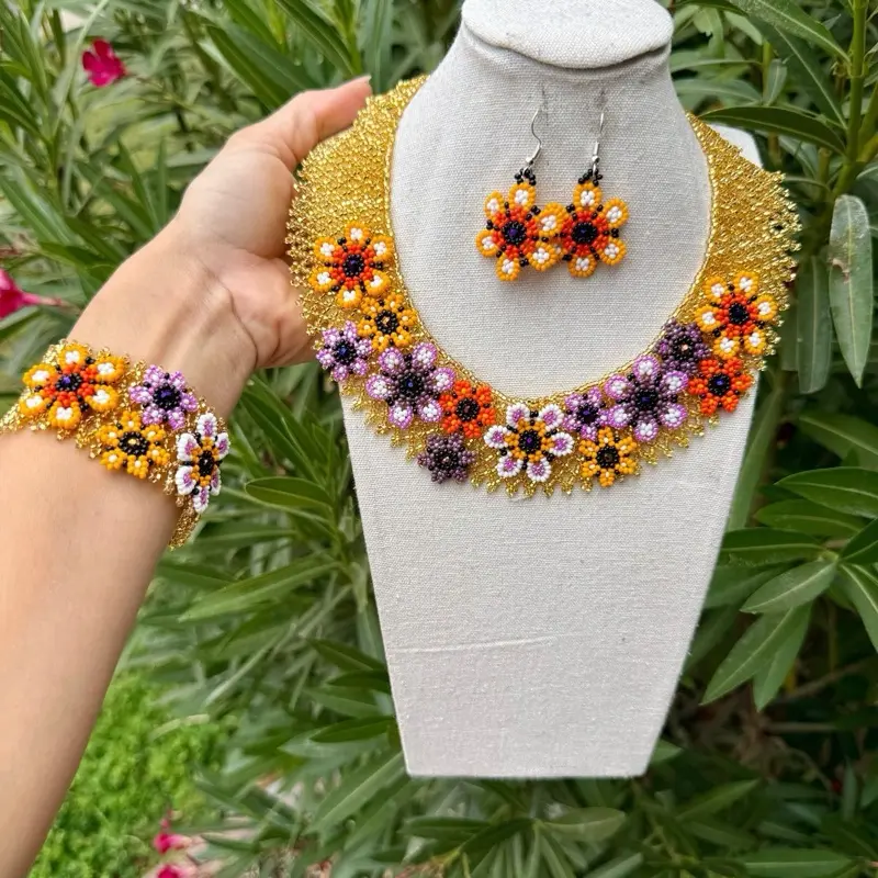 Collar artesanal mexicano - Mexican necklace Handmade beaded - collar huichol - collar mexicano - Mexican necklace collar Amanda