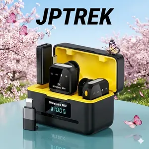 JPTREK Dual Wireless Lapel Microphone Set, Clip-On Noise Cancelling Mics with Long Range Transmission for Vlogging, Video Recording, Podcast, Live Streaming, Interviews & Online Teaching