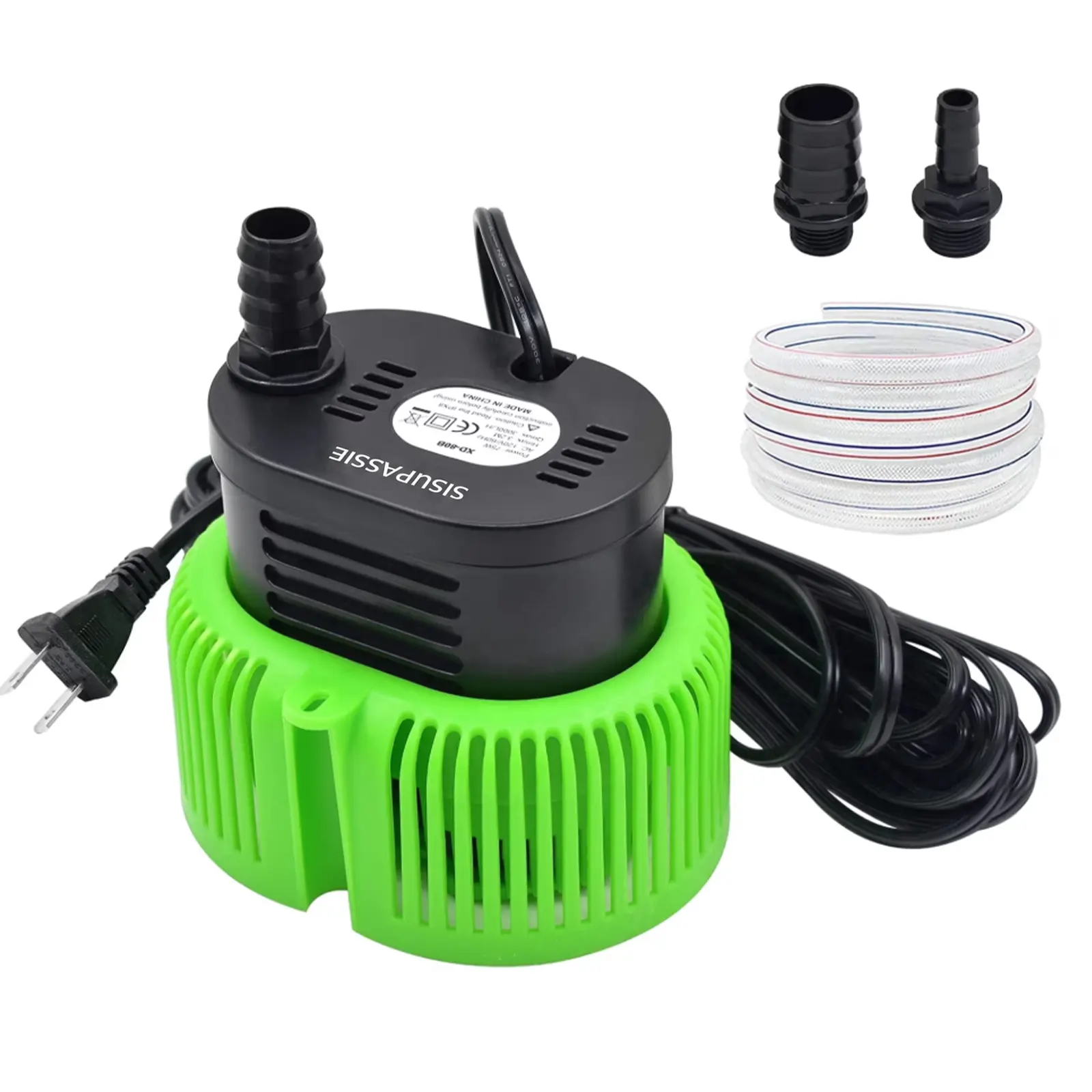 Pool Sump Pump - Submersible Water Sump Pump Swimming Water Removal Pumps, with Drainage Hose & 25 Feet Extra Long Power Cord, 850 GPH inGround, 3 Adapters