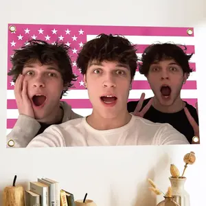 Sturniolo Triplets Flag, 3X5 Ft Polyester Chris Sturniolo Tapestry, Wall Hanging Poster for Bedroom College Dorm Balcony Triplets Pink American Flag with 4 Brass Grommets