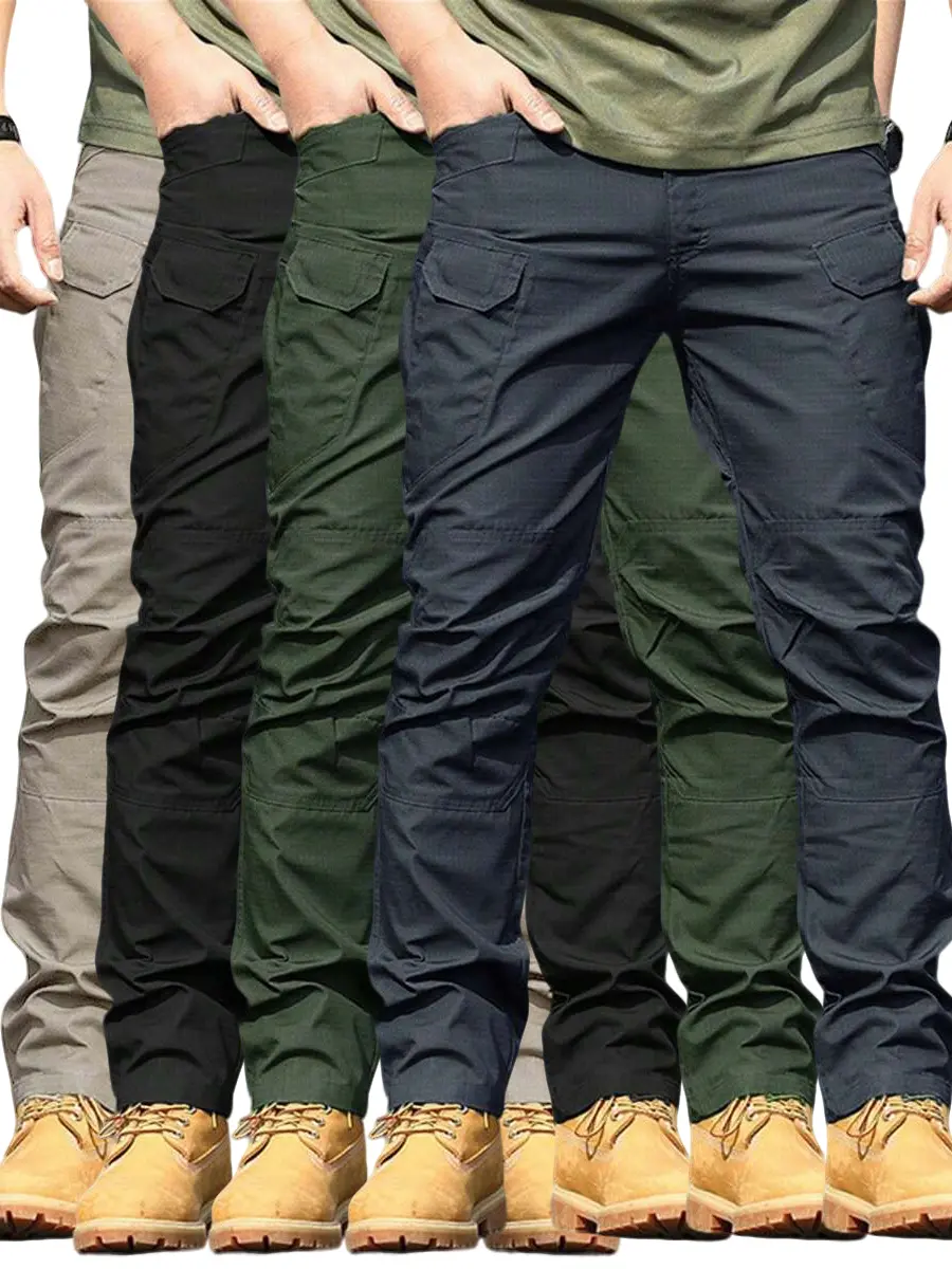 Pahajim Men's Warm Tactical Work Pants, Solid Color Waterproof Trousers with a Fitted Cut and Cargo Pockets for Winter Outdoor Sports