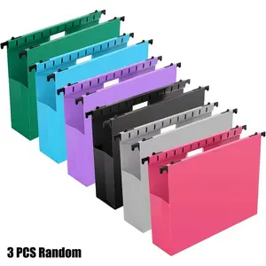 3-Pack Heavy Duty Plastic Hanging File Folders, 2-Inch Expansion, Reinforced Polypropylene Material, Assorted Colors, Universal Holiday Use, for Medical Charts, School Files, Office Organization, Document Organizer, Office Supplies