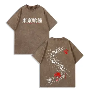 Limited Edition Centipede Kaneki Ken - Tokyo Ghoul Anime Double Printed Oversize Lightweight Acid Washed Graphic Tee, Gift For anime lover washed pure cotton short-sleeve