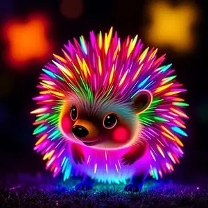 5D DIY Diamond Arts Colorful Painting Kit, 1 Set Glow in The Dark Hedgehog Design Diamond Arts Colorful Painting Kit, DIY Decorative Art Picture for Beginner