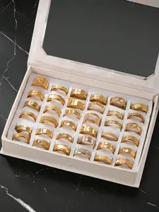 Men's Stainless Steel Rings Set, Fashionable Hip-Hop Punk Style, Casual Daily Commute Jewelry, Perfect Gift for Men, Random Styles