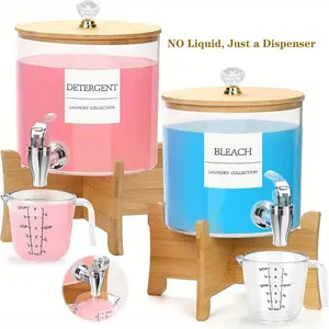Laundry Detergent Dispenser, 1/2 Sets Laundry Soap Dispenser with Stand, Acrylic Laundry Detergent Container for Laundry Room