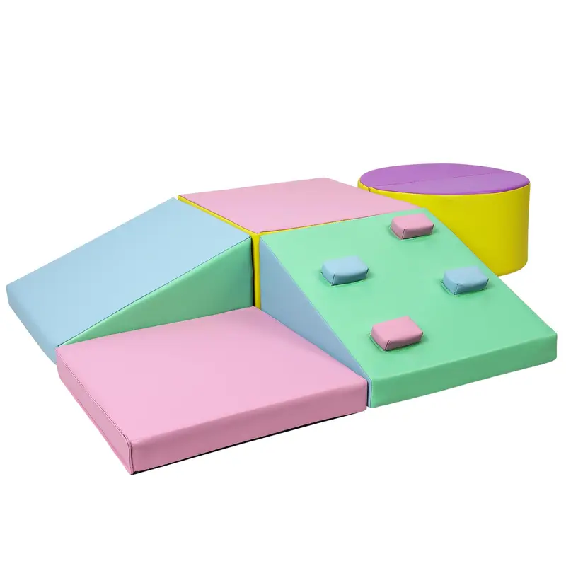 【GARVEE】Foam Climbing Blocks for Toddlers and Preschoolers - Soft, Waterproof Indoor Play Set with 5 Lightweight, Easy-to-Clean Pieces for Active Climbing, Crawling, and Sliding Fun
