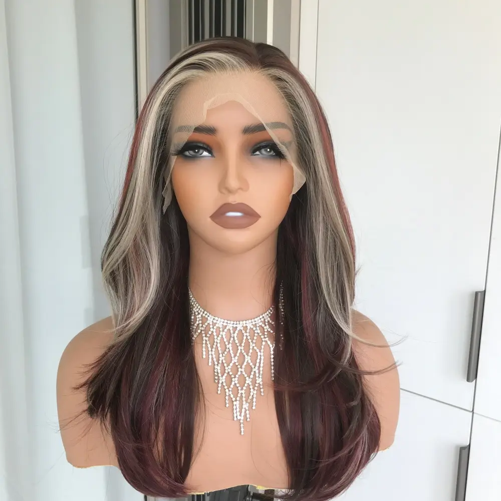 AISOM Nancy Berry Truffle Natural Straight Free Part Glueless Lace Front Wig with Scandinavian Hairline 20 Inches Daily Use for Girl