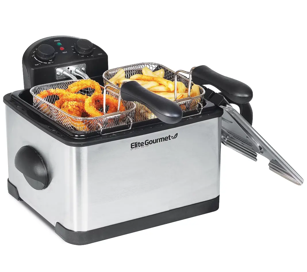 4 Quart Dual Deep Fryer with 3 Removable Baskets 1700W Adjustable Temp Control Anti-Odor Filter Stainless Steel Construction