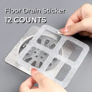 12 Counts Floor Drain Filter Screen, Portable Drain Strainer Cover for Hair Stopper,Sewer Hair Blocking Sticker,Disposable Hair Drain Sticker for Bathroom, Laundry, Bathtub, Kitchen,Sink,Home Bathroom Accessories, Bathroom Gadget, Summer Kitchen Supplies