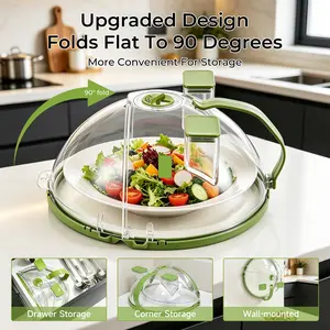 UFORU  Upgraded Foldable Microwave Splatter Cover with Dual Water Steamer, 10 Inch Clear Vented Food Lid with Handle, Anti-Splatter Microwave Cover for Moisture-Rich Heating, Kitchen Gadget