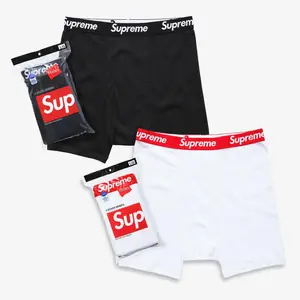Supreme x Hanes Boxer Briefs (Full Pack of Each) Black and White - Comfortable Comfy Cozy Cotton Underwear Unisex for Mens Womens GS Kids Young Junior Holiday Christmas Gift Stocking Stuffer