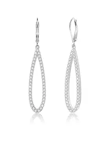 Elegant Water Drop Earrings Rhinestone Decor Dangle Earrings - Stackable Hoop Earrings for Women & Girls, Delicate Jewelry Perfect for Engagement Weddings, Daily Wear Mother's Day Gift