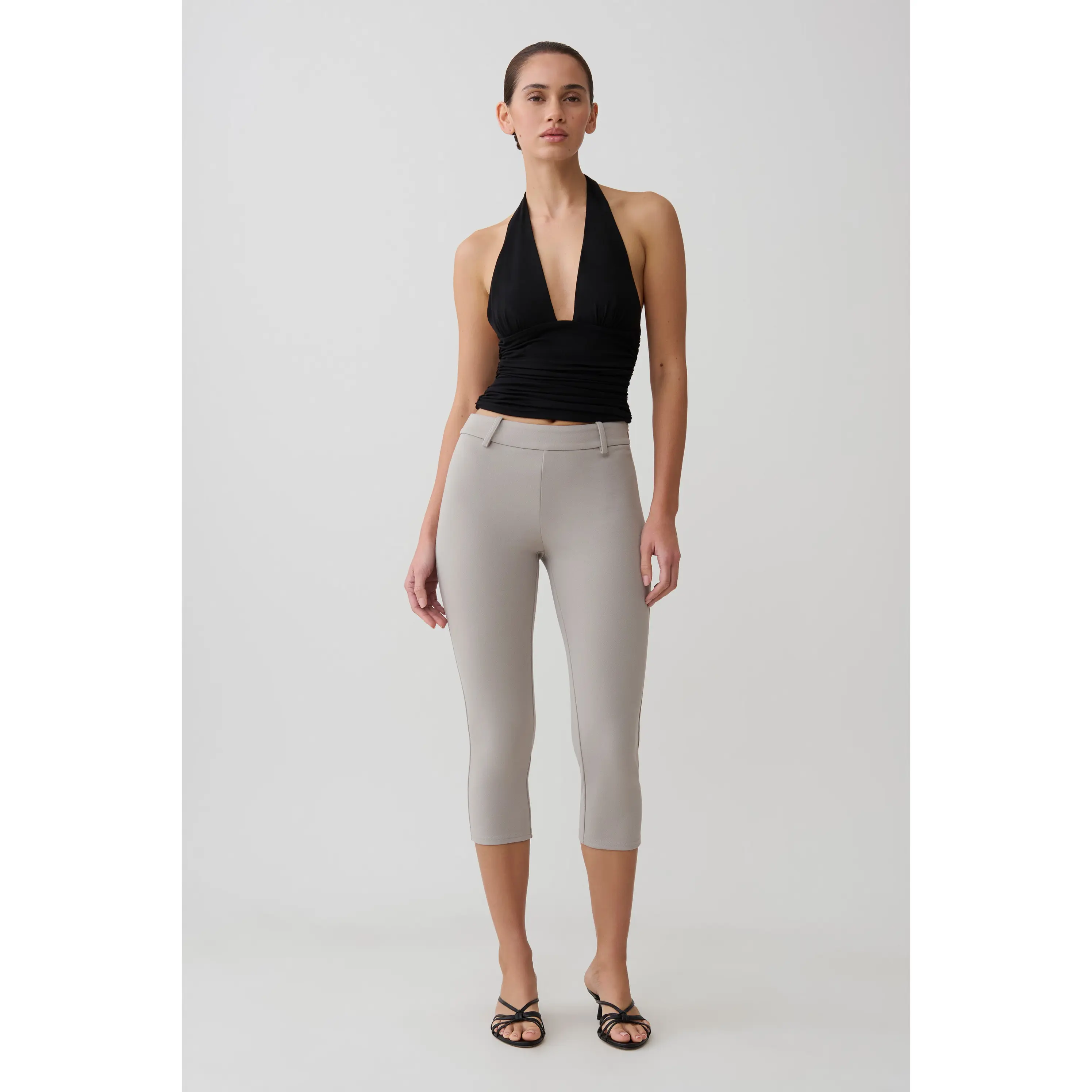 Blanca Stretch Crepe Capri Pants - Grey