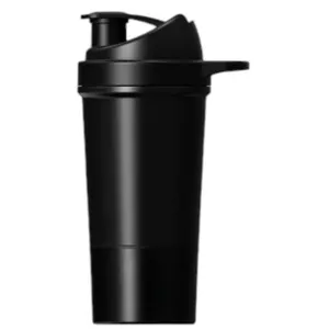 24oz Stainless Steel Black Protein Drink Shaker Bottle with Powder Compartment