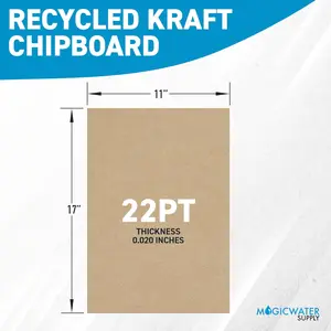 MagicWater Chipboard Sheet for DIY Projects - 11x17 Inch - 22 pt - Heavy Duty Kraft (0.020 Inch Thick) Paperboard, for Scrapbooking, Books, Picture Frame Backing, Arts Project & Crafts