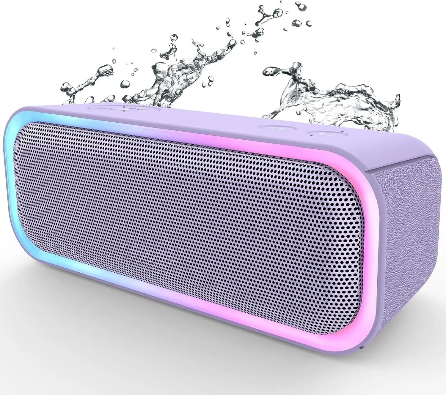 SoundBox Pro  Speaker with 20W Stereo Sound,  Extra Bass, IPX6 , TWS Pairing, Multi-Colors Lights, 20H Playtime, Portable for Beach, Outdoor-Purple