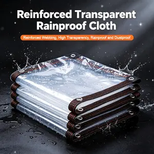 Heavy Duty Waterproof Transparent Tarpaulin with Buttonholes & Zip Ties, Durable Tarp for Rain Protection, Ideal for Porch Canopy, Garden, Camping, Fence & Backyard