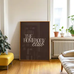 The Homebody Club Print, Brown Beige Trendy Printable Art, Retro Print Bedroom Dorm Room Printable, Living Room Wall Art Quote Print Poster-NO FRAME