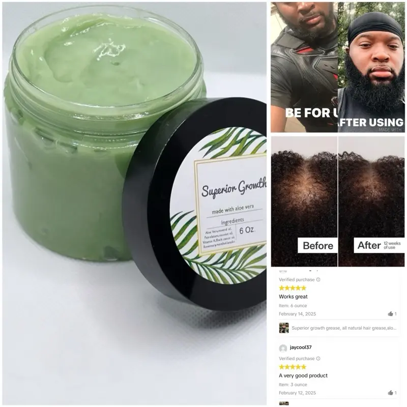 Superior growth grease, all natural hair grease,aloe Vera hair grease, hair growth grease, hair moisturizer, hair growth, thick hair Organic Anti-dandruff, Haircare