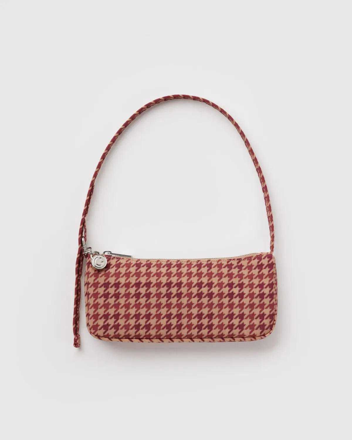 BAGGU- Nylon Pochette Shoulder Strap Pouch Purse- Tan Houndstooth