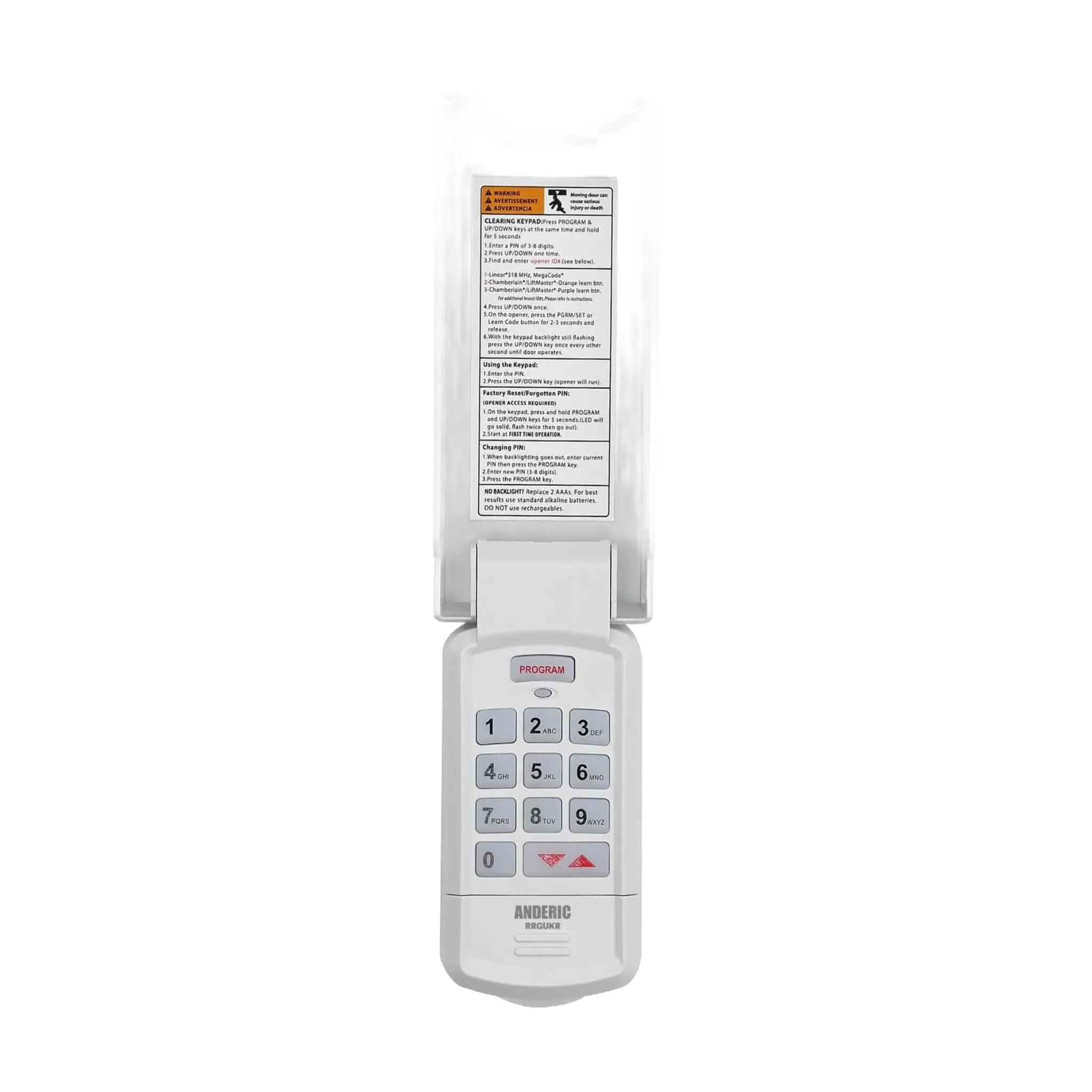 Anderic GUK-R Universal Keypad Compatible with LiftMaster Chamberlain Genie Craftsman and More Garage Door Opener Remote Control
