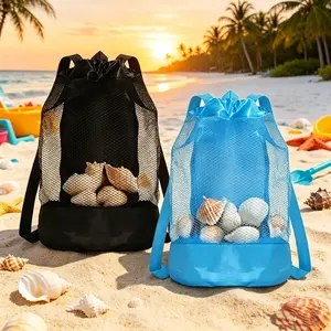 2-Pack Dual Shoulder Mesh Bags, Multiple Colors Available, Large Capacity Travel Backpacks, Beach Storage Pouches, Versatile Use, Summer Mesh Bag